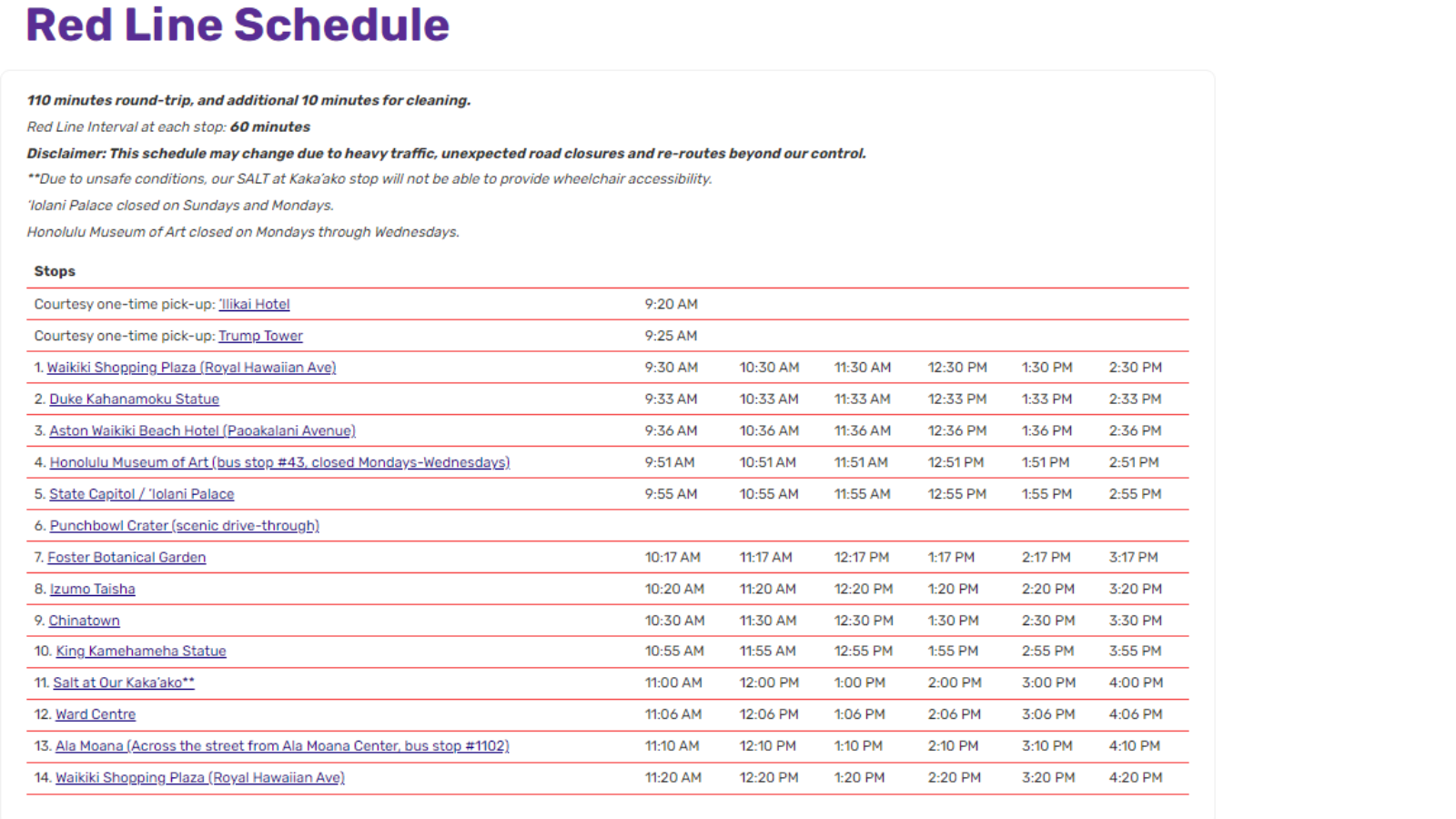 Waikiki-Trolley-Red-Line-Schedule